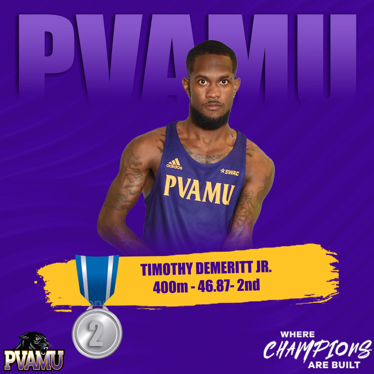 PVAMUPanthersTF's tweet photo. ๐งน๐งน๐งน #SWEEP
Our men sweep the 400m run! With @dj_cobbs placing ๐ฅ with a time of 46.57, @speedyT02 placing ๐ฅ with a time of 46.87, and Christion Derrick placing ๐ฅ with a time of 46.99!
#pvamutf ๐จ https://t.co/RtRkwv3KT1