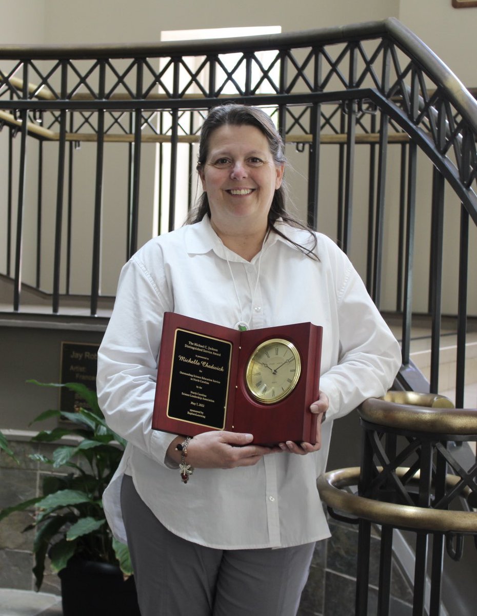 NCScienceLeader's tweet photo. Congratulations to Michelle Chadwick! She is the recipient of the 2022 Michael C. Jackson Distinguished Service Award! @ExploreLearning https://t.co/C1uATZtp3z