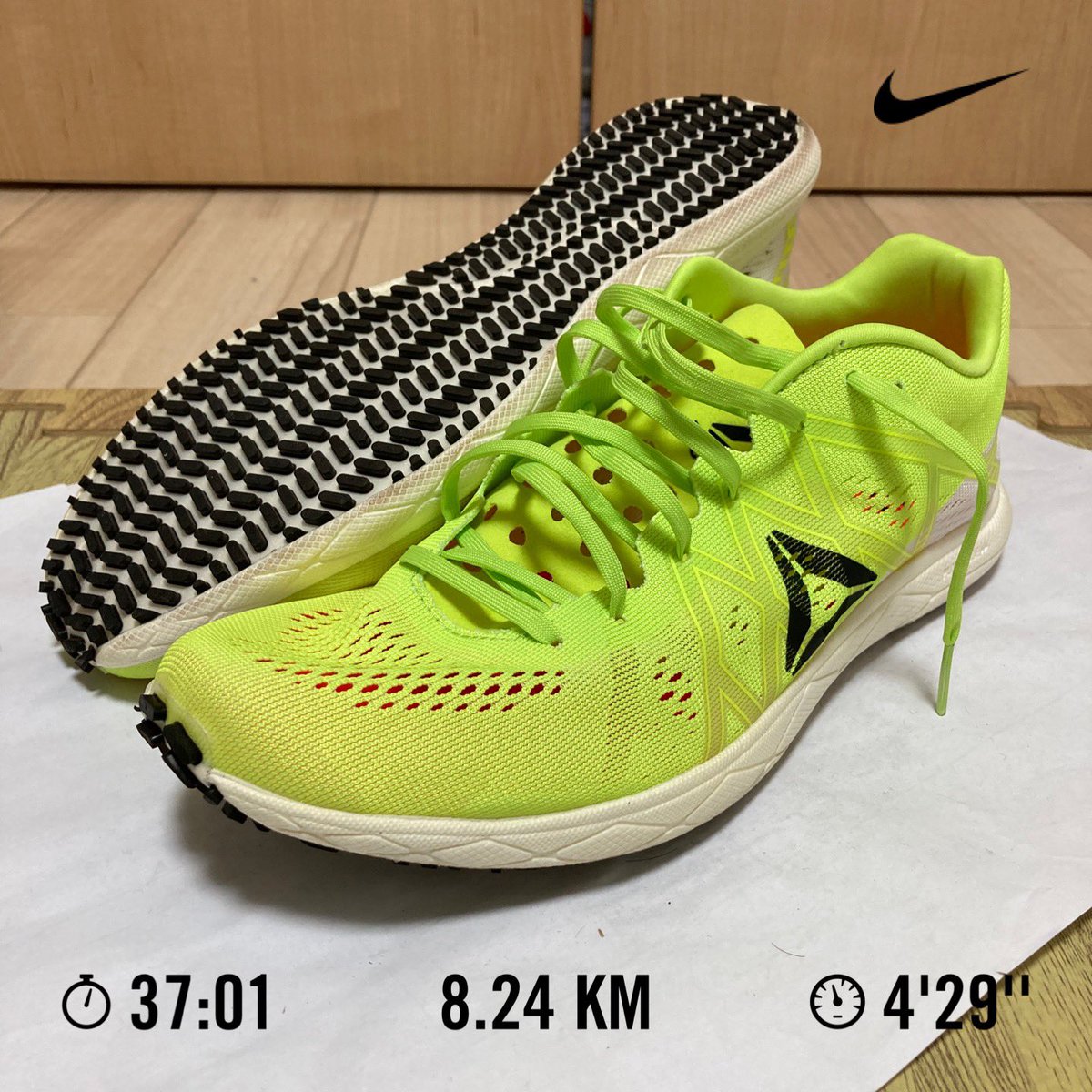 iitaihoudai2001's tweet photo. 何だかんだでスピードを底上げするのが一番効果がありそうということで今日もショートインターバル。リカバリー100mだからタイムが安定しなかった。
400m(R100m)×5
+200m(R200m)×3
83、78、81、80、82
34.7、34.3、31.9
#reebok #floatride #フロートライドランファストプロ #runmetrix https://t.co/Zl1b9VMtd1