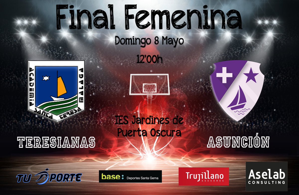 Mañana a las 12'00 una de las finales más igualadas. Un derbi entre dos de los colegios más ilustres en baloncesto femenino en la Costa del Sol. 

¿Quién se hará con el estandarte de Campeonas? ¿Teresianas y su vuelta estelar a la Copa o Asunción y ganar su 6º título consecutivo?