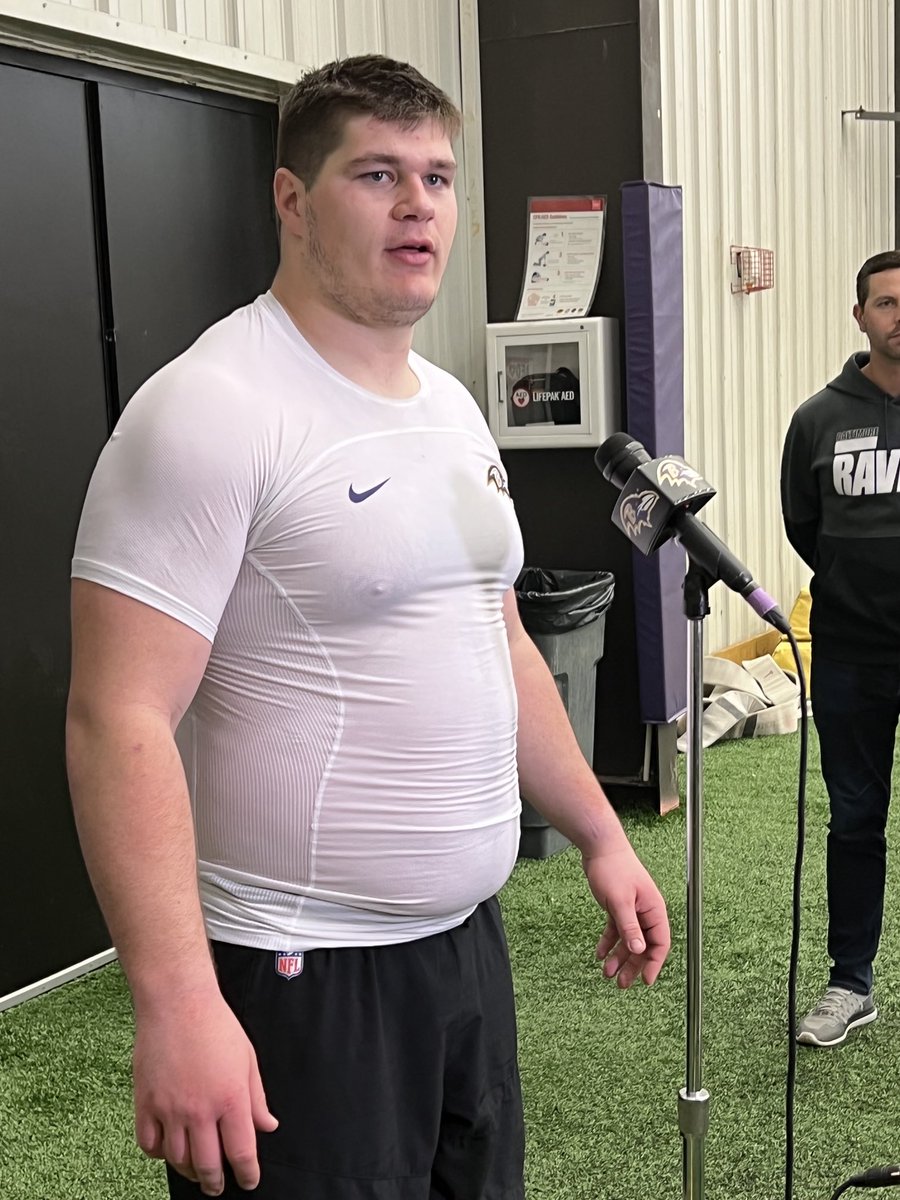 jeffzrebiec's tweet photo. Ravens first-round safety Tyler Linderbaum: “At the end of the day, football is football. We’re running similar stuff just different verbiage.” https://t.co/wFJ0N5TqBm