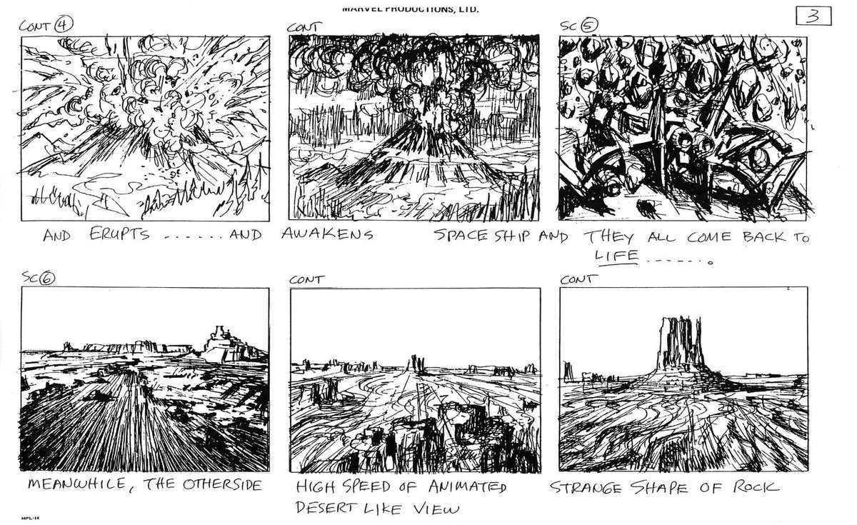 NotCool82's tweet photo. It is a world transformed, where things are not what they seem.  It is the world of The Transformers.  Happy 38th anniversary to Marvel Comics issue 1.  Storyboards by George Goode. #transformers #marvelcomics #marvelproductions @tfwiki (1/3) @xmendirector https://t.co/kOurm8OV1O