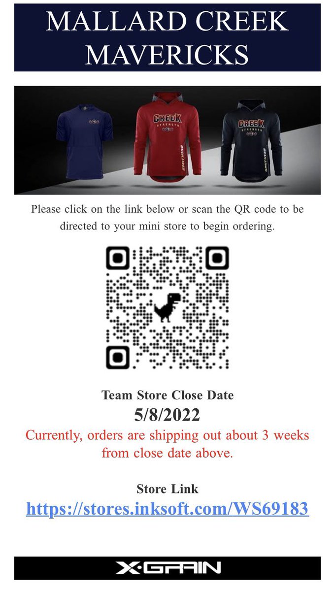 Mallard Creek Athletic Performance (@creek_ap) on Twitter photo Less than 2 days till our Creek Athletic Performance closes. Store will officially close tomorrow at midnight. All proceeds will go towards enhancing our athletes’ experience in our athletic performance program.
stores.inksoft.com/WS69183/shop/h…
<a href="/XGrain_Mark/">Mark Schultz</a> <a href="/mcmavsathletics/">Mallard Creek Athletics</a> Less than 2 days till our Creek Athletic Performance closes. Store will officially close tomorrow at midnight. All proceeds will go towards enhancing our athletes’ experience in our athletic performance program.
stores.inksoft.com/WS69183/shop/h…
<a href="/XGrain_Mark/">Mark Schultz</a> <a href="/mcmavsathletics/">Mallard Creek Athletics</a>