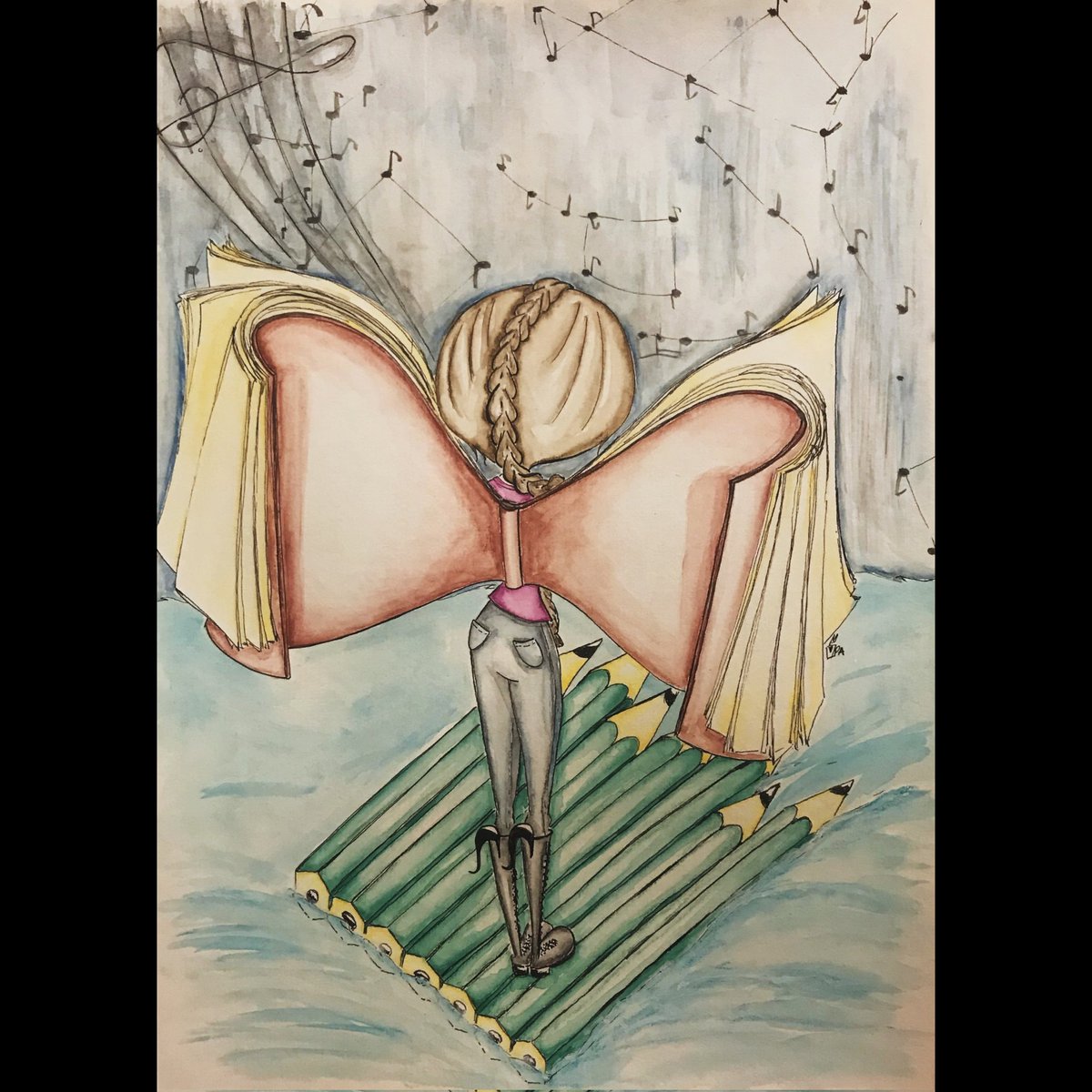 Uranietta's tweet photo. When I was drowning, fantasy rescued me. After two years I can tell it.
"I was forbidden to roam in a city
But they left me the world"
#illustration #sketchbook #scketchdrawing #characterdesign #characterillustration #darkdrawing #watercolour #selfportait #fantasy #innerdemons https://t.co/J7CV0DSXBk
