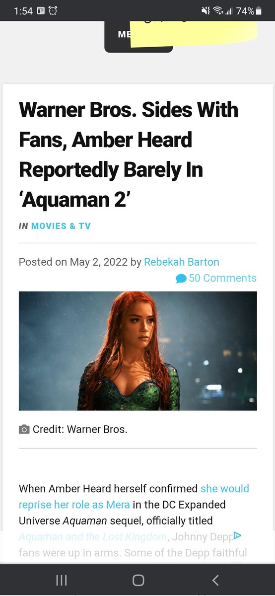 azlyn_f's tweet photo. @warnerbros @wbpictures this isn't good enough.  She shouldn't be in the movie AT ALL.  As a DC fan I'm disappointed, recast her altogether we all know you're just afraid of the movie tanking in the box office, which it will.  Do better.  #JusticeForJohnny https://t.co/lE00HZnjX4