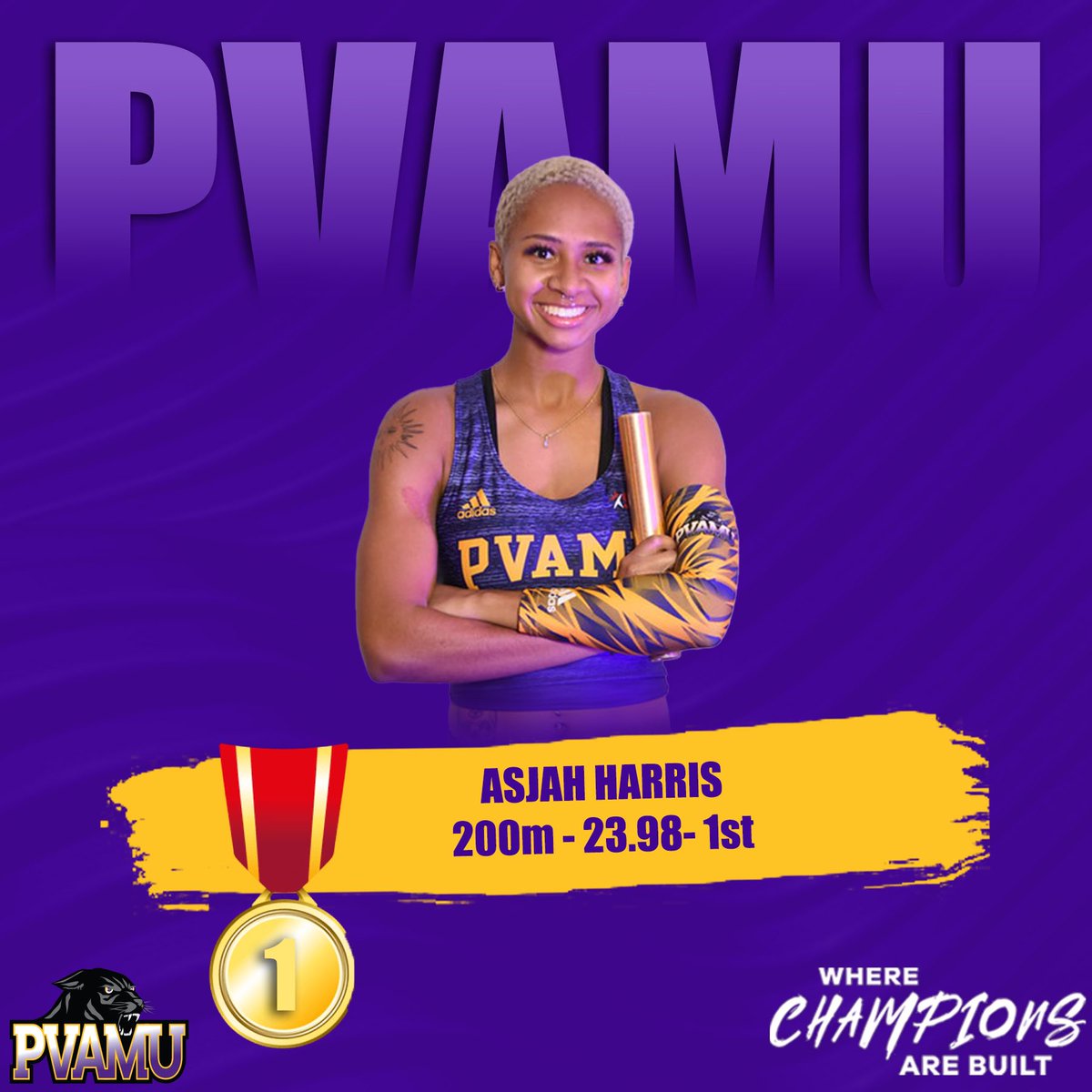 PVAMUPanthersTF's tweet photo. ๐๐๐ค๐ฌ ๐ค๐๐ ๐ค
@asjahharris takes ๐ฅ in the women's 200m dash , running 23.98, while Morganne Mukes places ๐ฅ running 24.08!
#pvamutf ๐จ https://t.co/qOm9omCkdK