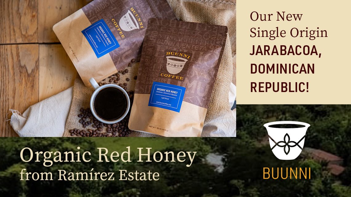 BuunniCoffee's tweet photo. Introducing our first single origin Organic Red Honey from Ramírez Estate, Jarabacoa, Dominican Republic! Crisp, raspberry and almond, sweet and well balanced. we’re excited for you to try it! Samples all week at all cafes. 🇩🇴☕️https://t.co/e8SlexHfEY https://t.co/g53fLYrRWf