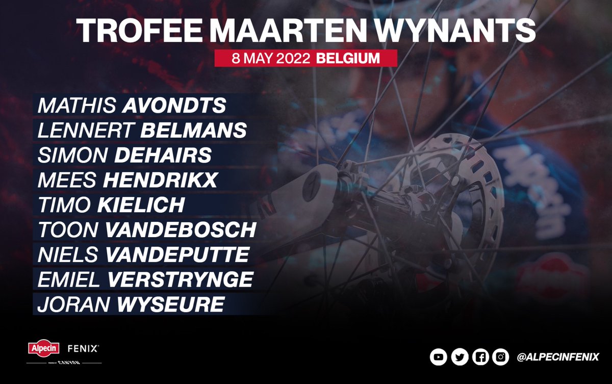 🇧🇪 Trofee Maarten Wynants

First road race of the season for our #AlpecinFenix Development Team tomorrow. Good luck, boys!