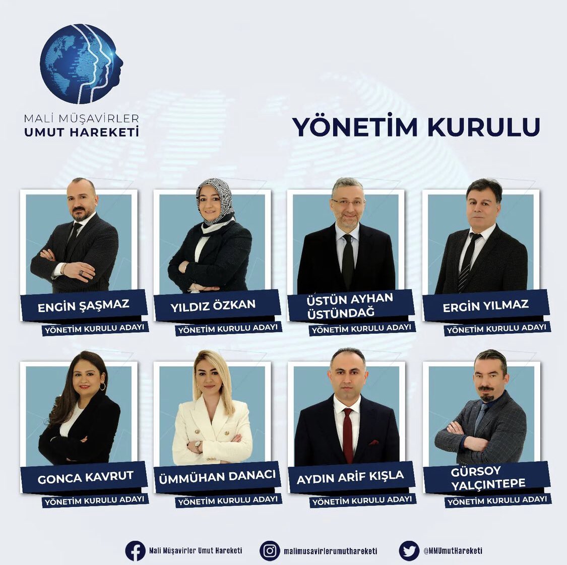 MMUmutHareketi's tweet photo. İSMM Başkan Adayımız BURHAN ERAY’ın öncülüğündeki Yönetim Kurulu Adaylarımız. https://t.co/utk1TlZhP7