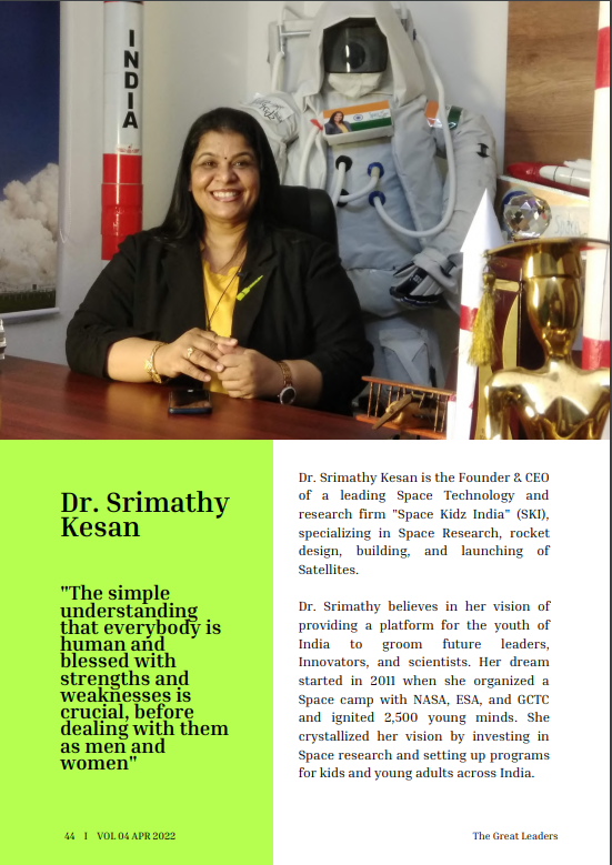 Space Kidz India on Twitter "Very Happy to share Dr. Srimathy Kesan