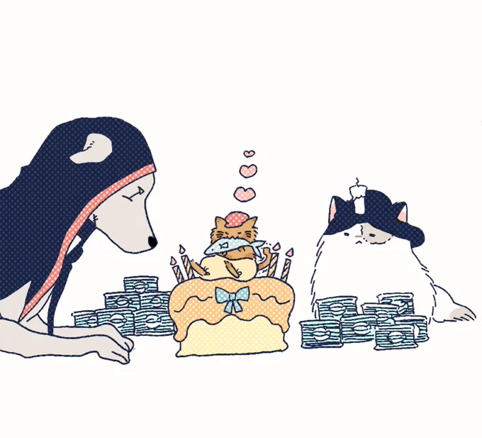 お祝いされてる先導にゃん。 