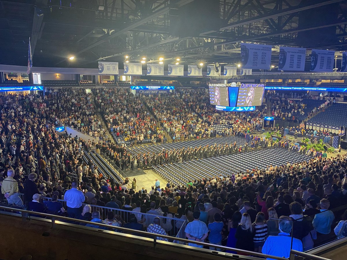 ODU's tweet photo. Our #ODU22 grads are in the building! We can’t wait to see you all walk across that stage!🦁🎓💙 #ODUGrad https://t.co/t9r95clYDh