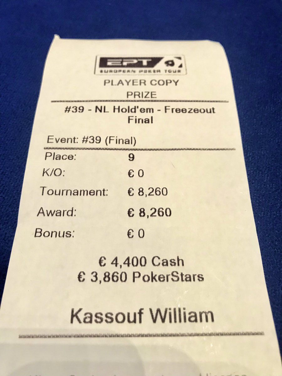 WilliamKassouf's tweet photo. EPT Monte Carlo β¬2K Freezeout
I made the FT albeit short stacked after a few bad beats with 12 players left. Shoved 10 BBs with AJ but ran into AK to finish 9th high like a boss for β¬8,260. Onwards and upwards.
π€π£πͺπ₯₯π°πΎπβοΈ
#EPTMonteCarlo
#lesnoixdecoco
#9highlikeaboss https://t.co/xgqfYG7p4H