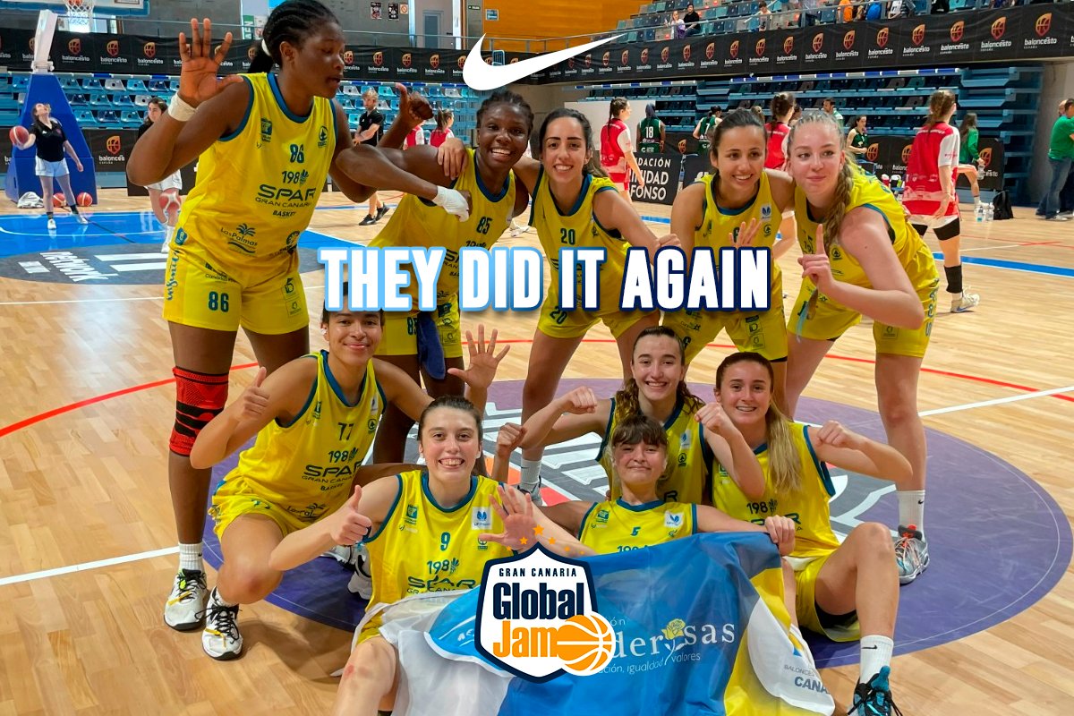 GlobalJamBasket's tweet photo. 𝗧𝗛𝗘𝗬 𝗗𝗜𝗗 𝗜𝗧 𝗔𝗚𝗔𝗜𝗡❗

☝️ Tras ganar la primera edición del torneo femenino de nuestro #GlobalJam, y tras ganar el campeonato de Canarias, hoy, las chicas del @cbislascanarias... ¡SON CAMPEONAS DE ESPAÑA JUNIOR!👏

¡Felicidades a todo el equipo por este nuevo éxito! https://t.co/FO8dAqYTHW