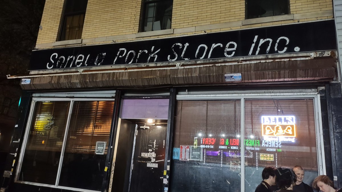 mattpavoni's tweet photo. So this is that venue I was talking about last night Bar Freda in Ridgewood - great basement for seeing bands play.  Plus they obvi used to be a pork store which is always a great omen for me https://t.co/tdzWrVqLgv