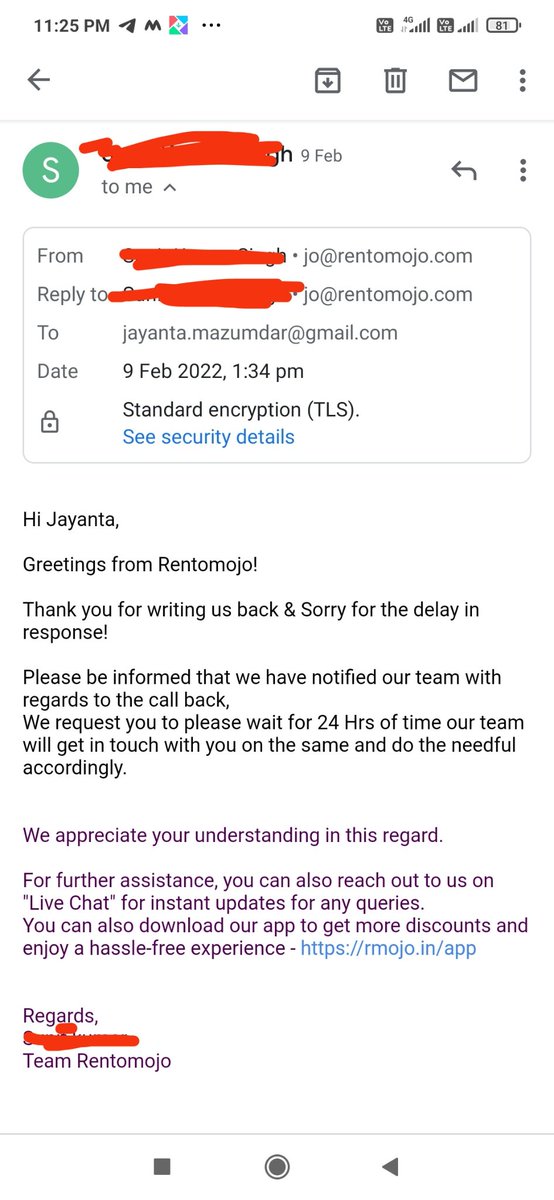 JAYMZDR's tweet photo. @rentomojo @jagograhakjago @consaff @GeetanshBamania extremely unprofessional service from Rentomojo,kolkata.M charged even after closure request for surrendering my furnitures. They didnt pick up furniture but raised bill. Closure request ID:01148972
Dt:4.01.22. Need help https://t.co/gHP0VFQNst