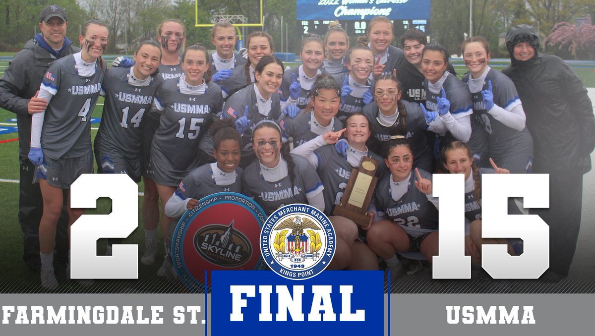 USMMA_Athletics's tweet photo. WLAX FINAL: @USMMA_WomensLAX 15 - Farmingdale State 2!! The Mariners are the 2022 Skyline Conference Champions!! Way to go, ladies!! On to the NCAAs!! #d3lax #SkylineWLAX

Box Score: https://t.co/hOwwz9Eqxb https://t.co/uPyueGEOMh