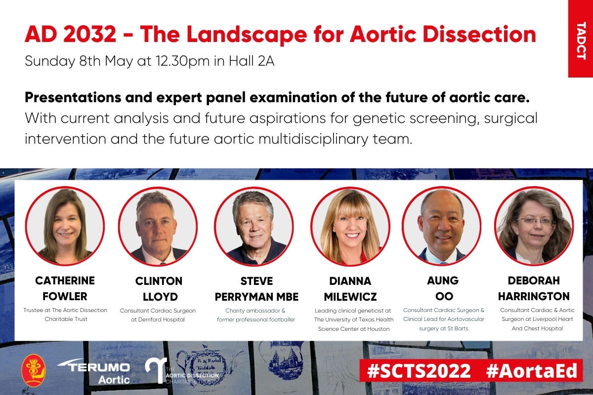 Patients, families and health care professionals come together in the #aorticdissection lunchbox session at #SCTS2022 on Sunday to share their outlook and ambitions for the future of #aortic care. 

Come and join in. We’re looking forward to seeing you there 🙌 #Aorta #AortaEd
