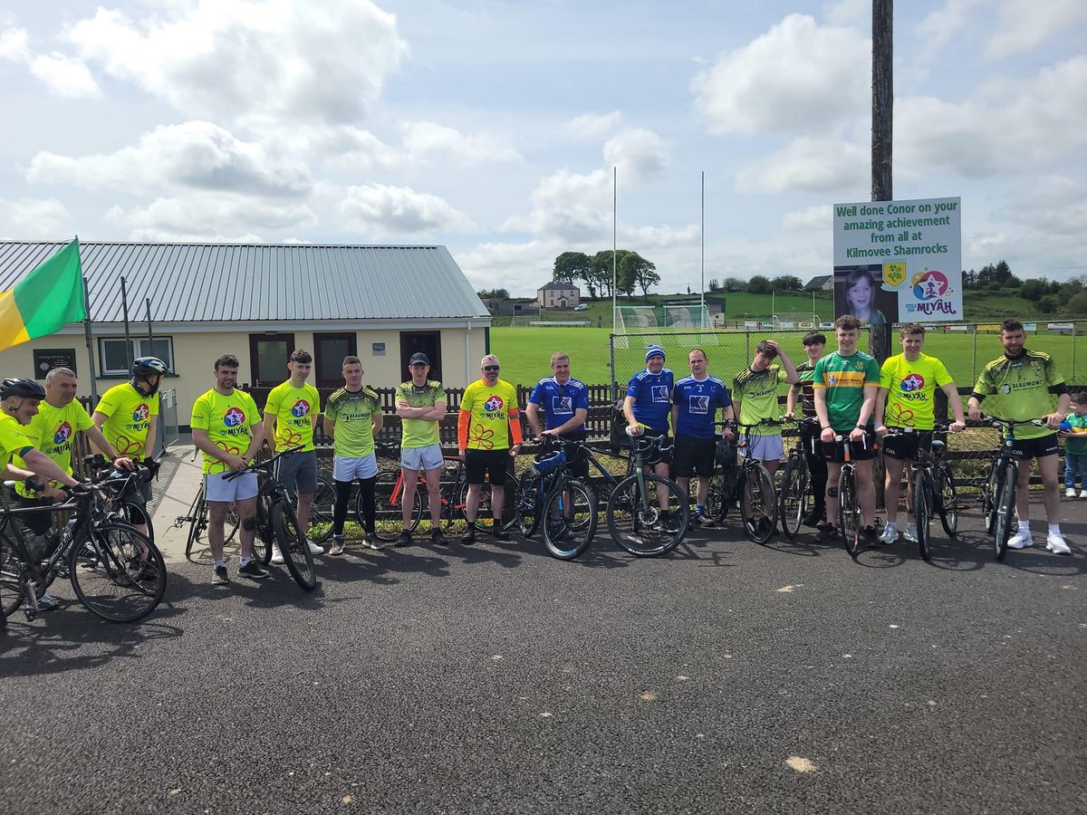 cycleformiyah's tweet photo. Massive thank you to everyone who joined into todays last leg of cycle and for the fantasy reception we received in @KilmoveeGAA , @TooreenHurlers and @KilkellyIreland #cycleformiyah https://t.co/5rO5y2q28S