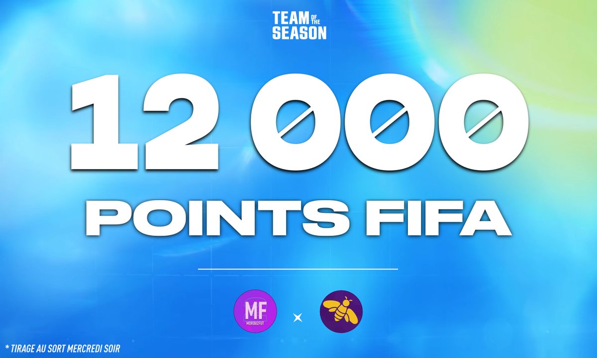 Mordu2FUT's tweet photo. 🎁  𝐉𝐄𝐔 𝐂𝐎𝐍𝐂𝐎𝐔𝐑𝐒 𝐓𝐎𝐓𝐒 🌟

💥 ON FAIT SAUTER LA BANQUE POUR LA TOTS PL !! 

🔁 RT ce tweet
☑️ Follow @BeeVora &amp; @Mordu2FUT

Pour tenter de remporter 𝟭𝟮 𝟬𝟬𝟬 𝗣𝗼𝗶𝗻𝘁𝘀 𝗙𝗜𝗙𝗔 sur FUT. 🤯

🗳 𝘛𝘪𝘳𝘢𝘨𝘦 𝘢𝘶 𝘴𝘰𝘳𝘵 𝘮𝘦𝘳𝘤𝘳𝘦𝘥𝘪 𝘴𝘰𝘪𝘳. https://t.co/pJ0zSMjn21