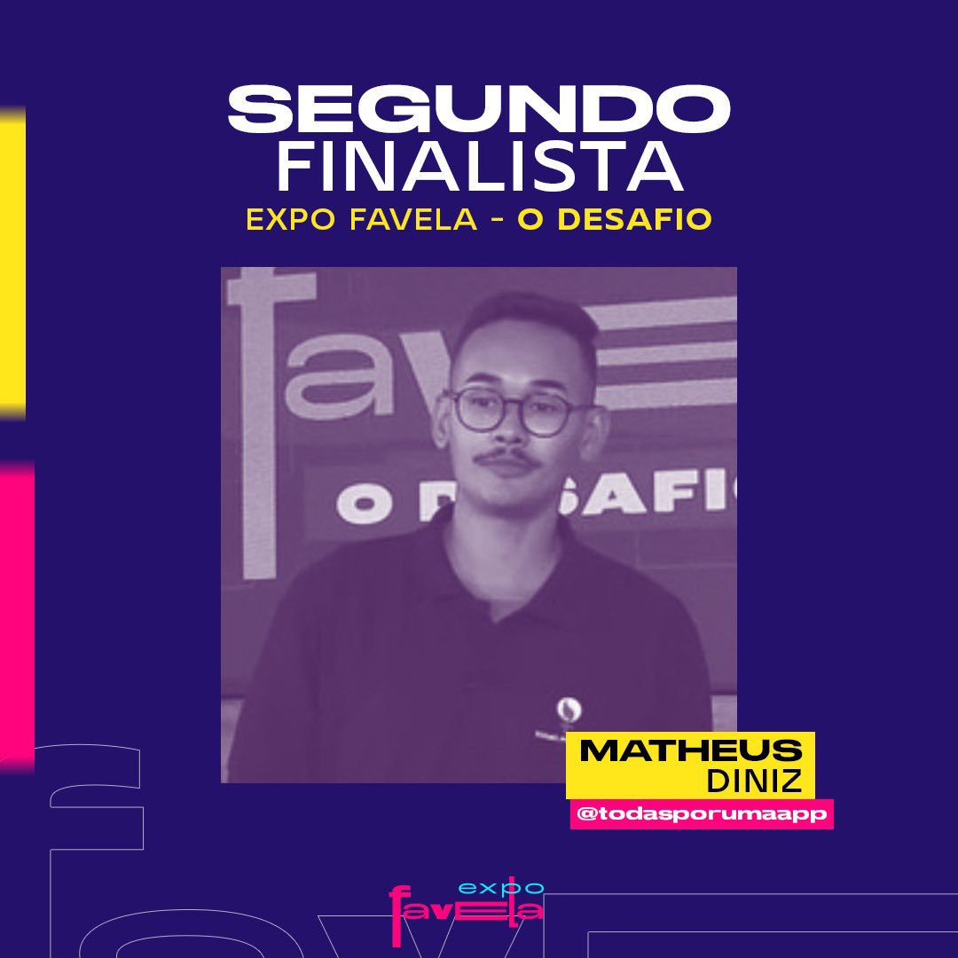 FavelaFundos's tweet photo. Matheus Diniz é o segundo finalista da  Expo Favela, o desafio!

 @todasporumaapp
@Favela_Holding 
@celsoathayde 

#expofavela
#édecasa https://t.co/8bNpU8Gk03