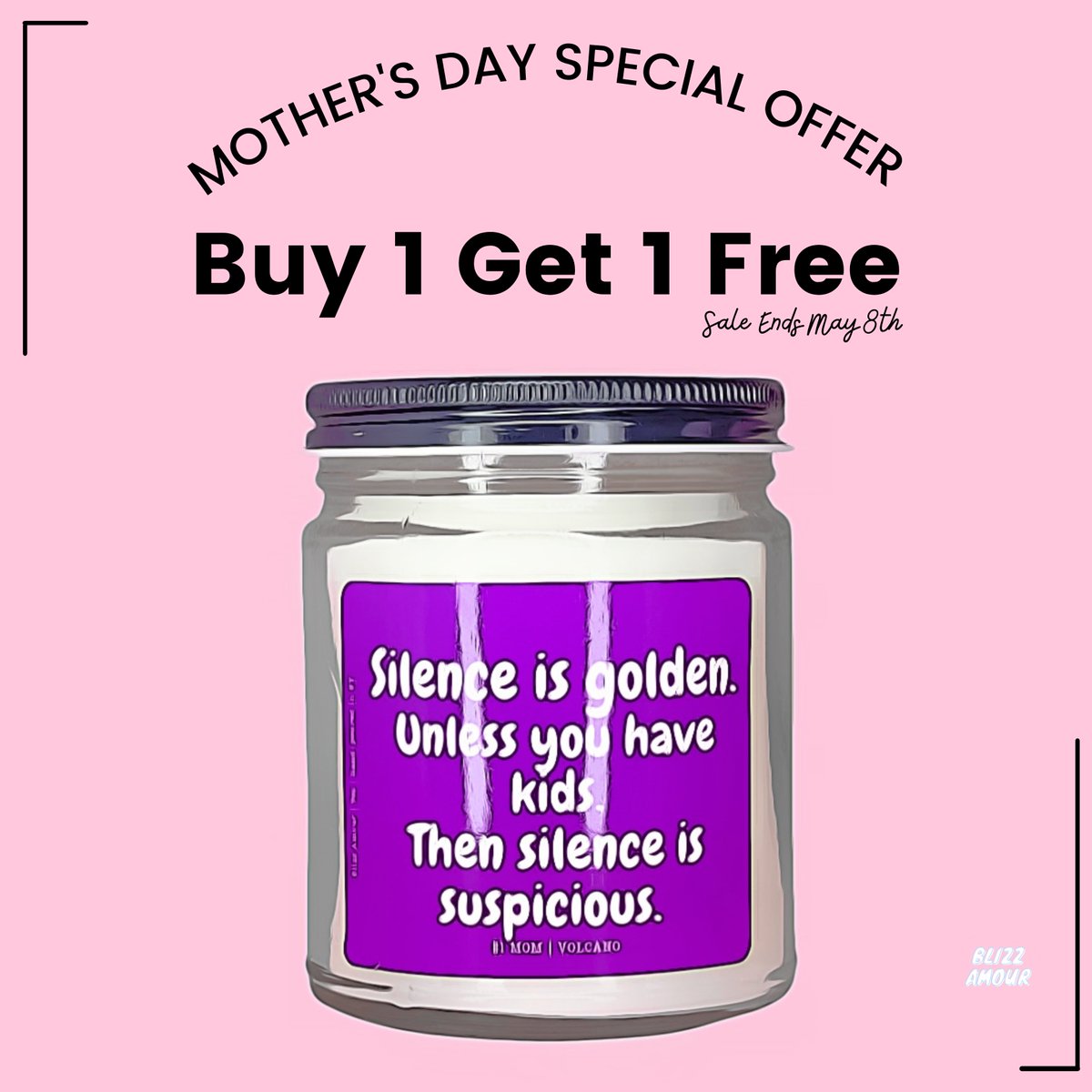 🌸Blizz Amour Mother's Day Special Offer. BUY 1 GET 1 FREE. Sale Ends May 8th 11:59 ET.  
blizzamour.com

#candles #mothersday #mothersdaygifts #mothersdaycandles #MothersDay2022 #MothersDaySale #candlesformoms #mothersdaycandlegifts #candleshop #buycandles