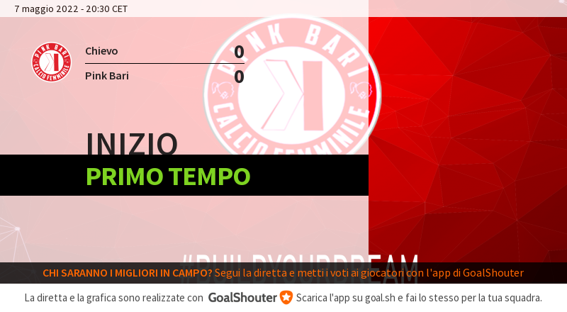 Chievo Verona - Pink Bari: Partita iniziata! goal.sh/m/piu7w222b