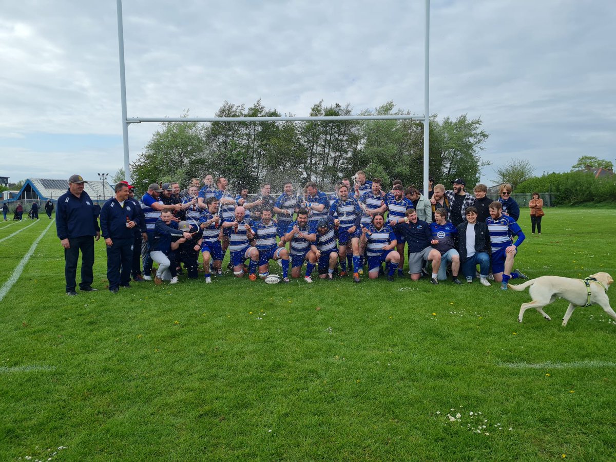 LeithRugby's tweet photo. Apologies to anyone waiting on confirmation - we are now in East 1!

Tremendous performance from all blue &amp; white saw us win 38-12 v this afternoon. Thanks to our visitors for their part, if not us we'd've been happy for a club whom we've had some great battles over recent years. https://t.co/B6Pydyo8PJ