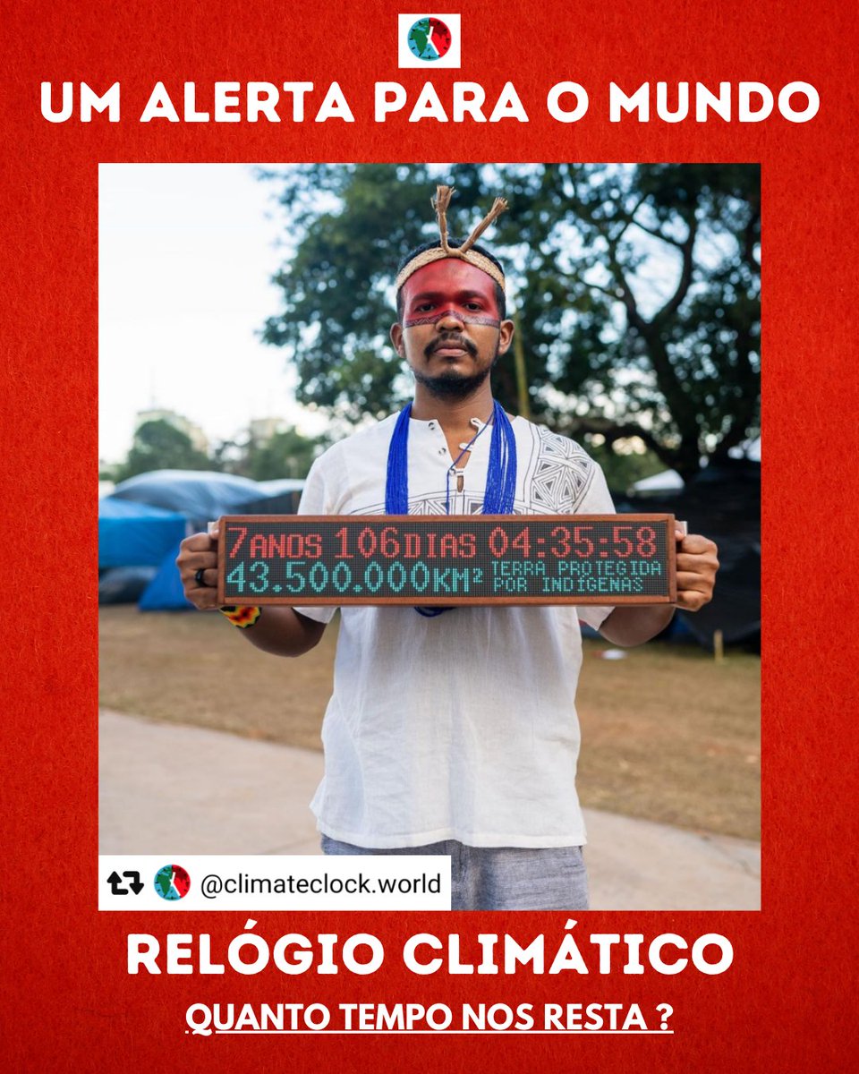 brunookanela's tweet photo. @theclimateclock 🌏 An alert to the world - Climate Clock how much time do we have left?
#actlnTime #indigineousRights https://t.co/Fy1k9LuWWQ