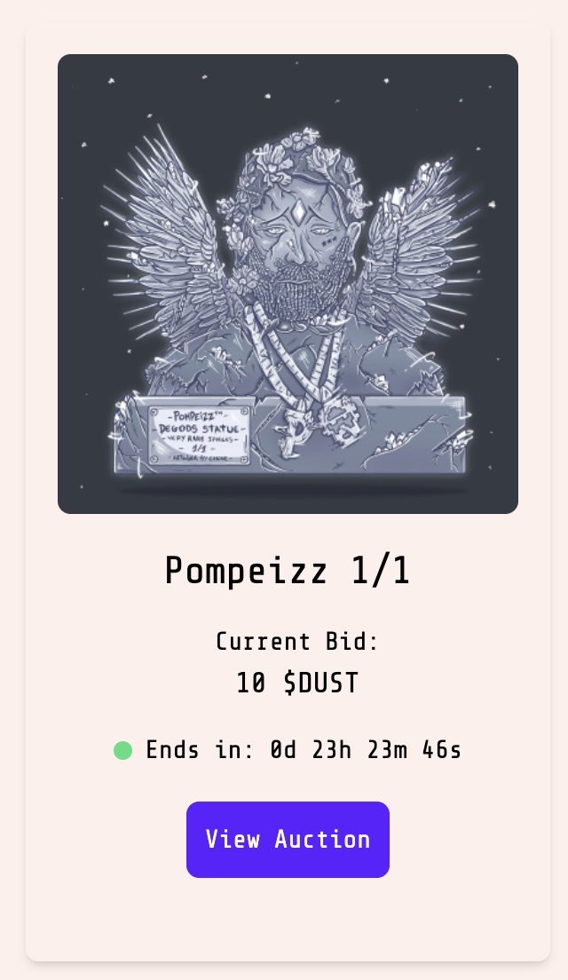 DeGodsCommunity's tweet photo. The auction for the 1/1 @Pompeizz statues will be live on $DUSTIES for the next 24 hours 

https://t.co/ucKhr41bnc https://t.co/lPuICao0yJ