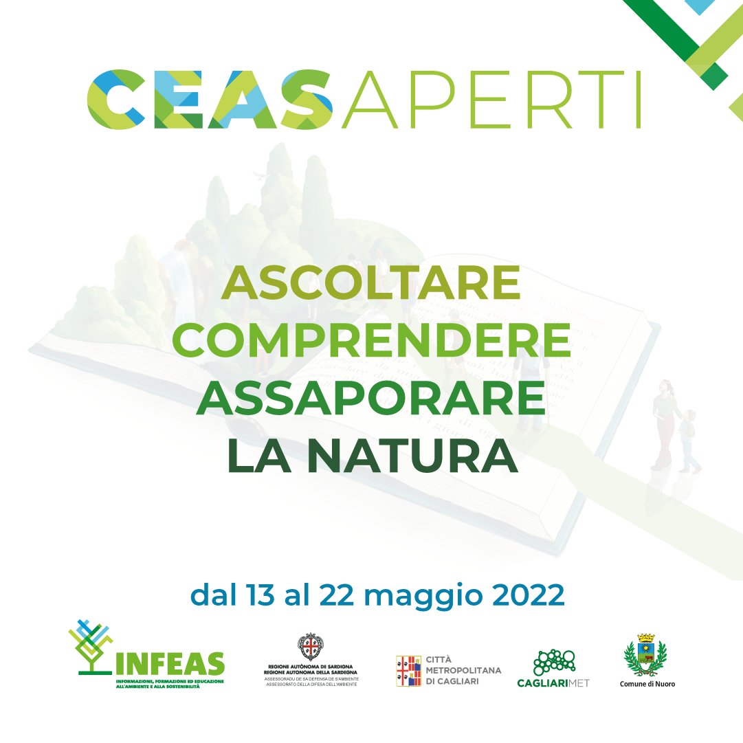 Infeas1's tweet photo. Dal 13 al 22 Maggio si terrà la prima edizione di CEAS Aperti: 40 CEAS  aderenti alla Rete INFEAS Sardegna proporranno incontri e attività per avvicinare le persone alla natura e favorire un momento di attenzione nei confronti dell’ambiente che ci circonda.
#StayTuned https://t.co/Hc03so3faA