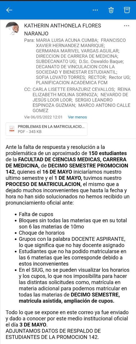 Prom142med's tweet photo. Antes los diversos atropellos que como estudiantes estamos viviendo hacemos pública las constantes peticiones que hemos hecho a las autoridades de la UG @LassoGuillermo @PacoRector @SofiaLovato_ug @ecuavisa @tctelevision  @RTSEcuador #MatriculacionDignaUG
#PlanificacionJusta https://t.co/b3i3MpSsKD