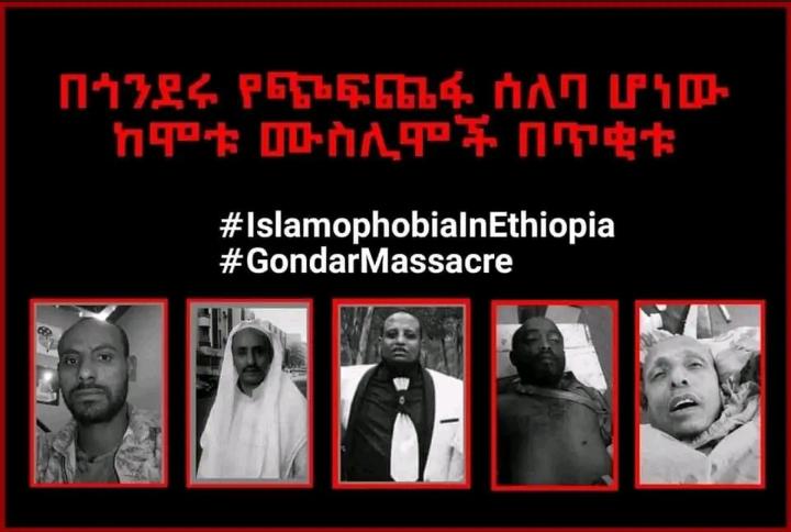 MusaMohAli's tweet photo. #GonderMuslimsMassacre Fulfill all the conditions of genocide. It is well organized through finance, media and gov't officials intervention. We demand an independent investigation and #justice.

#gondermassacre 
#IslamophobiaInEthiopia 
@amnesty 
@EthioHRC 
@_AfricanUnion 
@UN https://t.co/2bKi1rrtO8