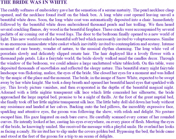 scribaland's tweet photo. #Scribaland THE BRIDE WAS IN WHITE
A nightie sliding along a body, the groom smiled with delicacy and delight! What a nice night!#vocable #vocables #vocabulaire #vocabulaires #ecrire #voix #voyelle #voyelles #web #wechat #whatsApp #yahoo #youscribe #youtube #youtubeur #youtubeurs https://t.co/FIaIbLnyeD