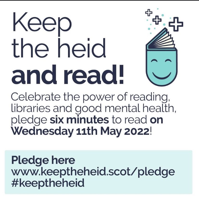 PrimaryBalloch's tweet photo. We will be encouraging our pupils to “drop everything and read” on Wednesday 11th May as part of the #keeptheheid initiative. Just 6 mins of reading per day can reduce stress by 68%. https://t.co/AOIvK9Wj9r