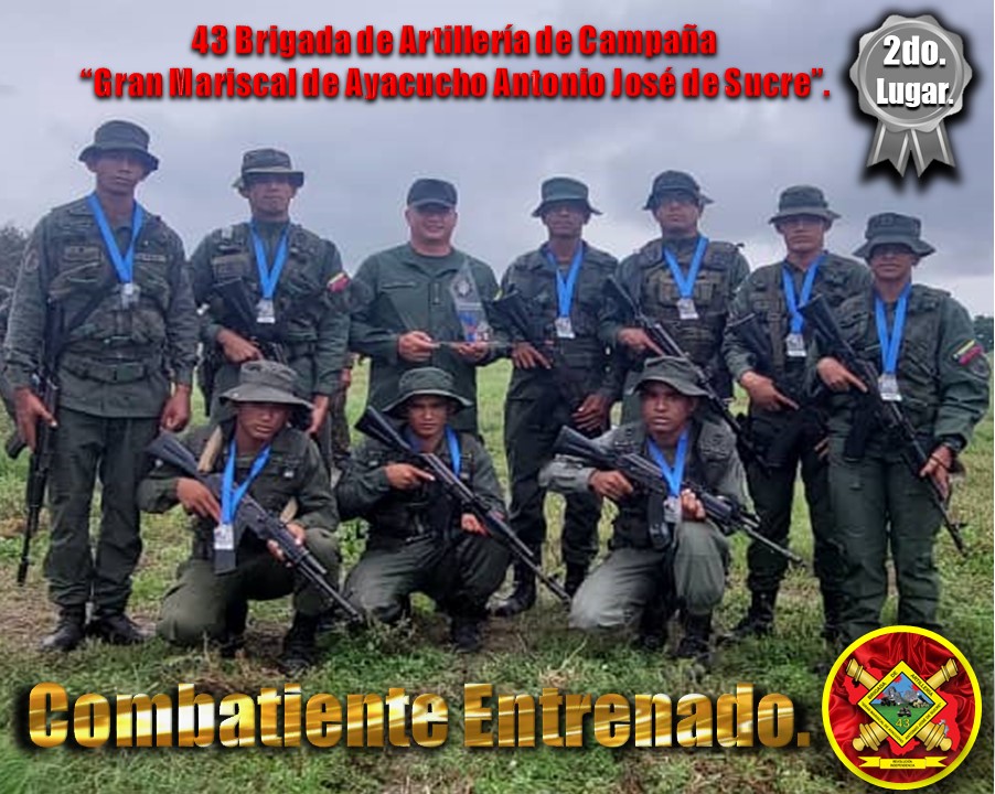 #07MAY22 Para nosotros es un Orgullo haber obtenido el 2do. Lugar en las Competencias de Combatiente Entrenado enmarcada en la Celebración de los 201 Años de la Batalla de Carabobo y día del Ejército Bolivariano! Somos Invencibles!
#ArmyGames2022
#Somos43BAC