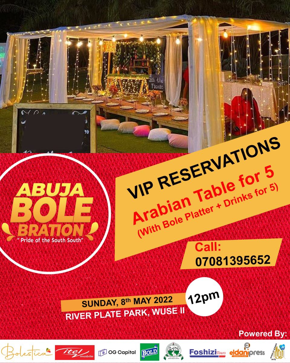 #AbujaTwitterCommumity your favorites #Bolebration is tomorrow hope to meet y'all there tomorrow 🤝