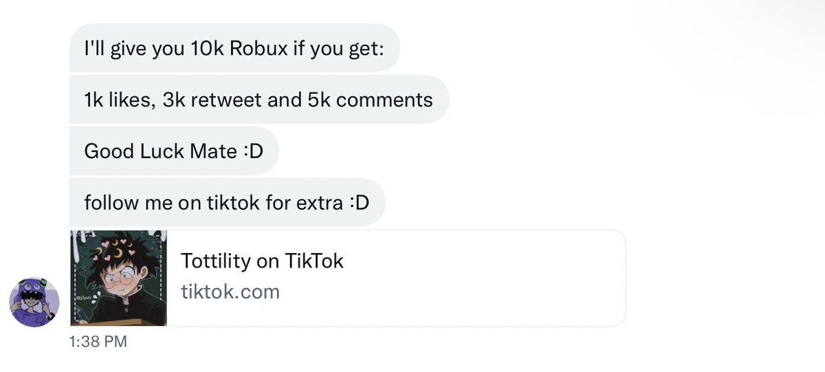 TorturedText's tweet photo. OMLLLLL I JUST GOT A ROBLOX RTD 😭 AHHHHHHH TYSMMM WTFFF
I ONLY HAVE 20 DAYS! TYSMM https://t.co/PTNukxDVw7