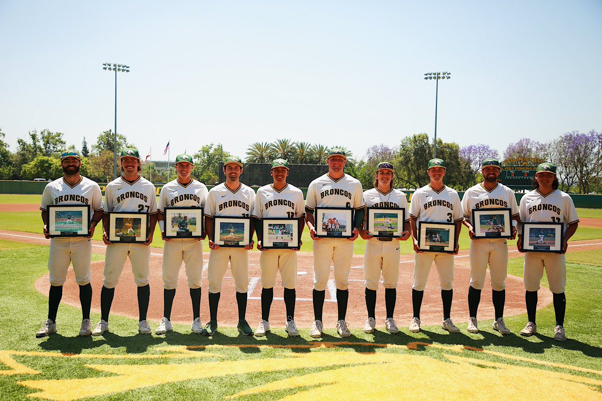 cppbroncos's tweet photo. BASE | Today we honor the 10 @BaseballCPP seniors that have been such a huge part of the Broncos’ success over the last several seasons. Thank you for all that you have done at Cal Poly Pomona, gentlemen! #WeAreNotDoneYet #BroncosUnited https://t.co/Gwy8rsQUpn