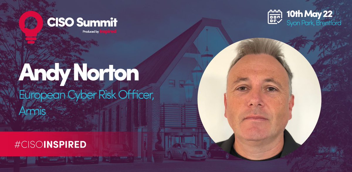 ArmisSecurity's tweet photo. #Armis will be at the #CISOinspired summit in #London on May 10. Andy Norton, will be running a workshop “Sun Tzu was only half right”, discussing how biases in #cybersecurity have impacted the effectiveness of #cyberdefense. Learn more: https://t.co/zyNKtkVZlq
#Security #emea https://t.co/WTfKMmbojC
