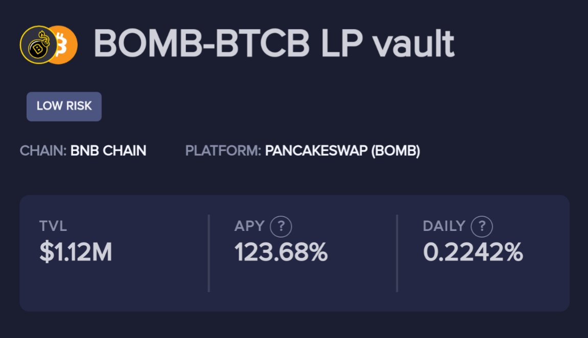 BombMoneyBSC's tweet photo. $1.12M TVL in our $BOMB / $BTCB farm on @beefyfinance already! 🐮

Come and enjoy 0.22% per day on a #Bitcoin pair 🔥🔥🔥

👉🏼 https://t.co/Gsg4J2CL18 https://t.co/oMFZHACoh8