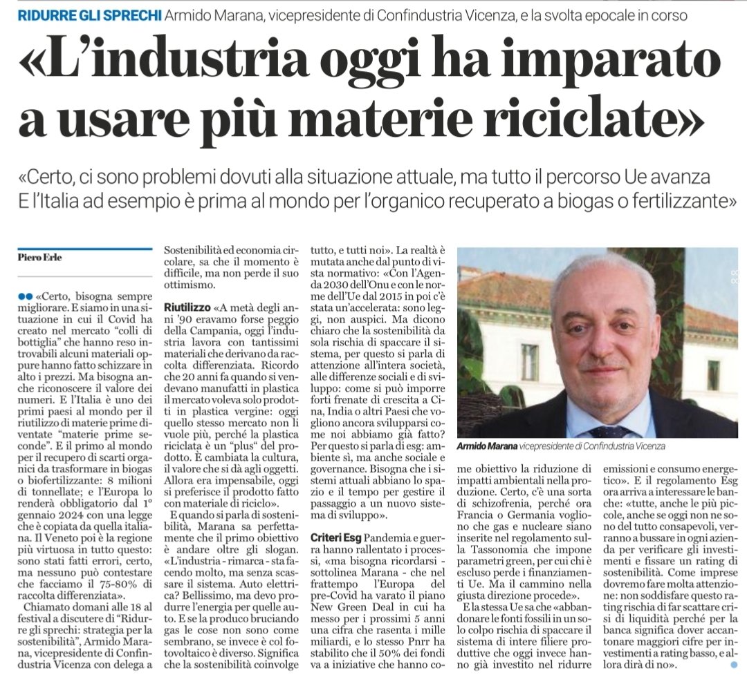 ConfindustriaVicenza (@confindustriavi) on Twitter photo Il vicepresidente <a href="/Armarana/">Armido Marana</a> protagonista dell’evento “Ridurre gli sprechi: strategia per la #sostenibilità ”.
Guarda il video: youtu.be/f5PrnA1PSkU Il vicepresidente <a href="/Armarana/">Armido Marana</a> protagonista dell’evento “Ridurre gli sprechi: strategia per la #sostenibilità ”.
Guarda il video: youtu.be/f5PrnA1PSkU