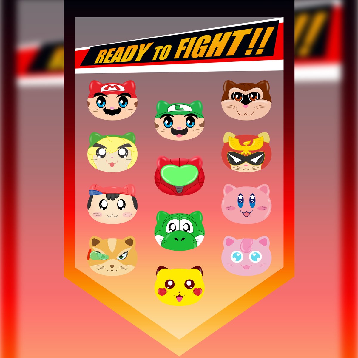 maiden_machine's tweet photo. Super Smash Cat buttons are on their way! I've been working nonstop to get these illustrations done and am proud of how they came out! Check out my tour schedule to see where I'll be so you can grab one of your own! *Supplies will be very limited* #ssbu #smashultimate #smashbros https://t.co/crRTZFVTJQ