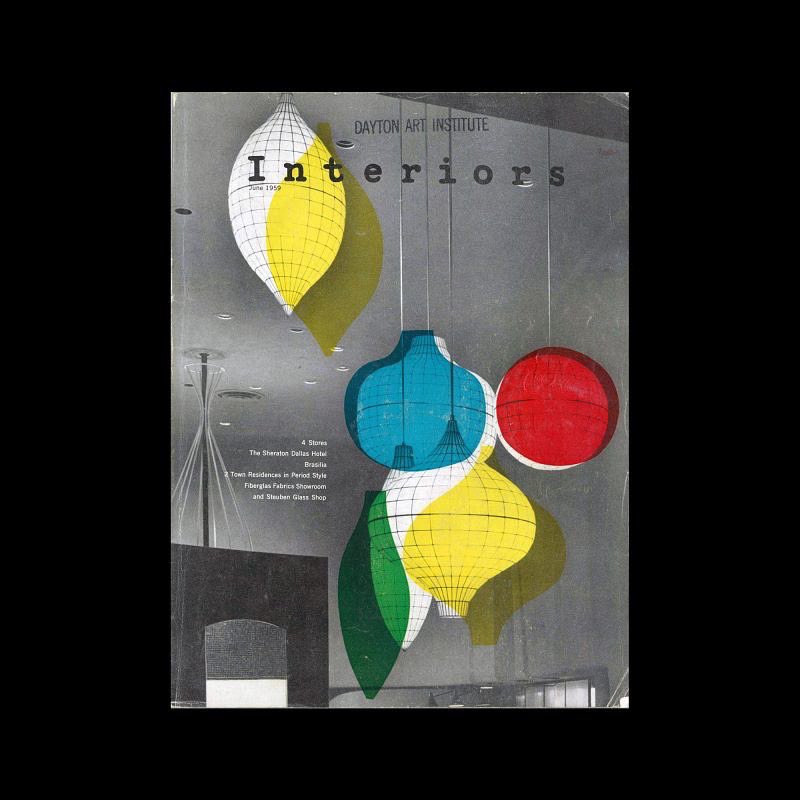 1950s issues of Interiors with cover designs by Arnold Saks. #arnoldsaks #interiordesign #interiors #graphicdesign designreviewed.com/archive/