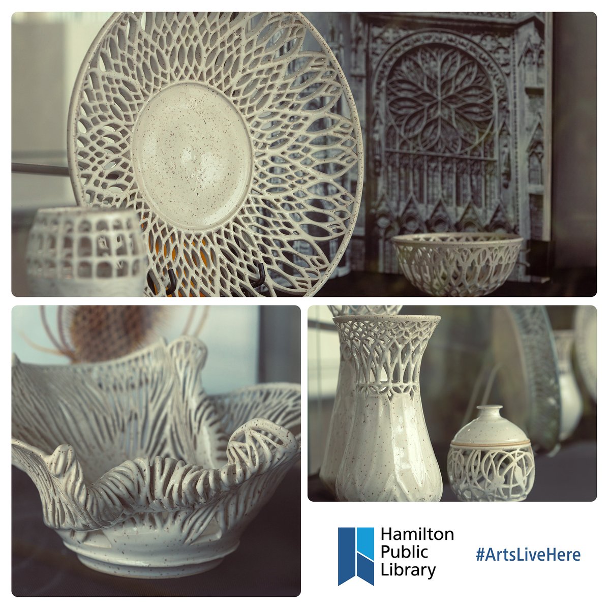 HamiltonLibrary's tweet photo. Sandra Zuidema is a #Canadian #artist and #educator who takes the ideas of wonder and discovery, and brings them to life in her #pottery. Visit her beautiful exhibit at Central Library's 1st Floor York Gallery until the end of June.
#HamOnt #ArtsLiveHere #arts https://t.co/E8WeY63oI8