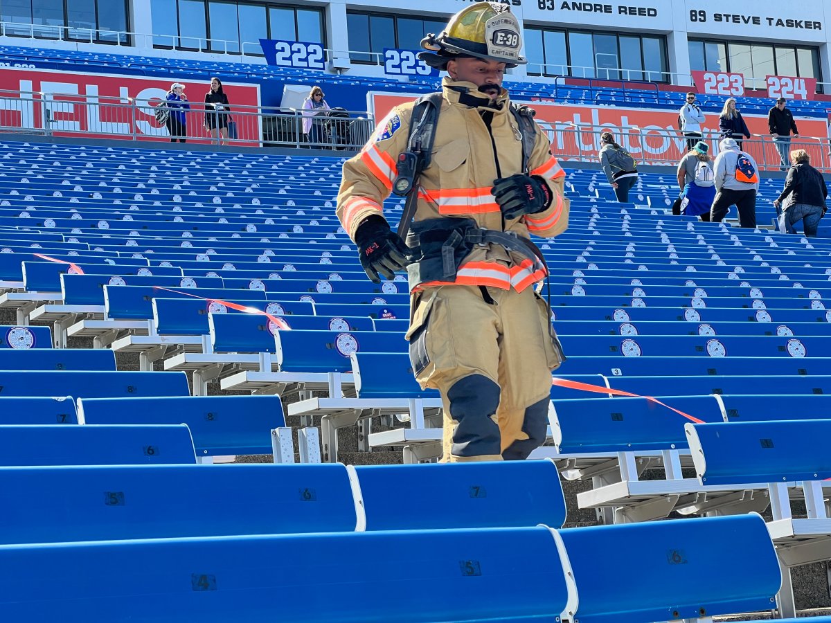 jacquiewalker4's tweet photo. #Buffalo Fire Capts. Suarez & Hayes joined in the #FightForAir climb at Highmark Stadium. Many #WNY fire companies did this in full turnout gear supporting @LungAssociation. 550 people climbed up & down lower bowl steps today raising $ to fight lung disease. @news4buffalo https://t.co/RjeZpWwGkH