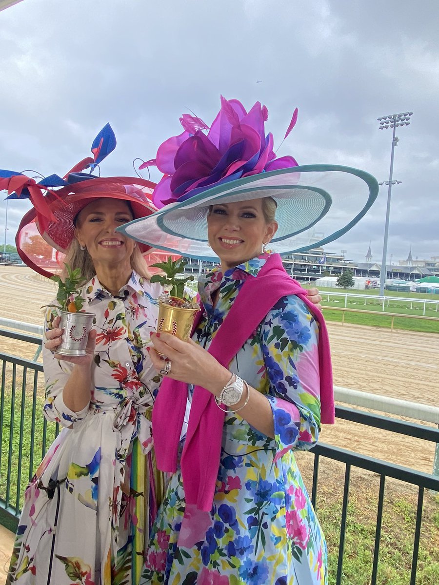 JaniceDean's tweet photo. It was hard not bumping into each other’s brims in these pictures. It’s like the cone on the dog. #derbyproblems @ShannonBream 😂 https://t.co/uvdCxC1eBx