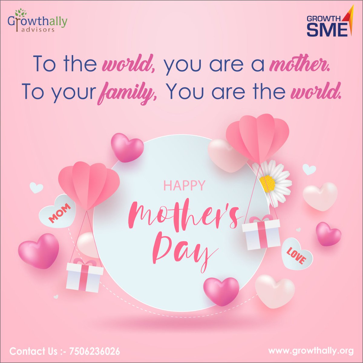 Growthally_Ltd's tweet photo. To the world, you are a Mother.
To your family, you are the World.
Wishing you a very Happy and Blessed Mother's Day.
For advice on managing your business's finances, call 7506236026 or go to https://t.co/jBUk4p2mvE
#MothersDay #MothersDay2022 https://t.co/Tw97TnQU1X