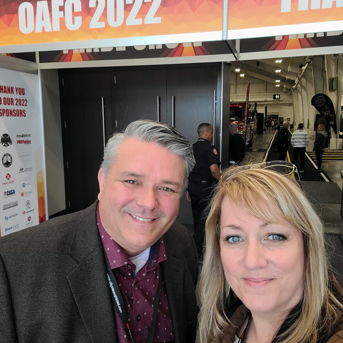 LynnRThom's tweet photo. Taking in the #OAFC2022  with @bthomasto   Great to see life functioning and "normal", networking, business and amazing new technology in Fire Supression and Emergency Services https://t.co/Kp1hh9nSvb