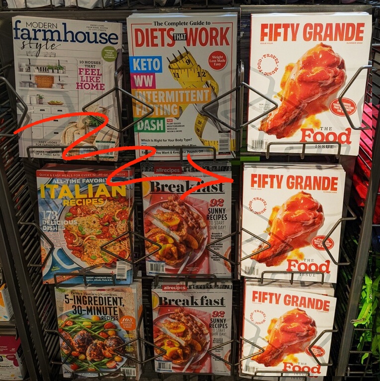 FiftyGrandeMag's tweet photo. Looking good in the wild in NYC. Thanks for the primo spots on the racks @wholefoods! And if you see us on the stands, please let us know with the #fiftygrande tag.
#fiftygrande #thefoodissue #travelamerica #roadtrippingusa #seeusa https://t.co/h6h0lMOC5N